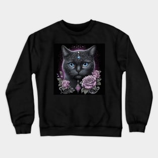 Crystal British Shorthair Black Cat Crewneck Sweatshirt